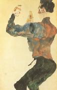 Egon Schiele Self-Portrait with Raised Arms,Back View (mk12) oil painting reproduction